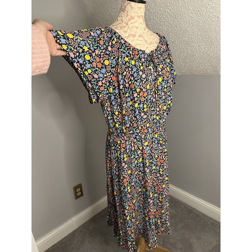 NWT Talbots Womens Ditsy Floral Colorful Dress Size 16 Flutter Sleeve Ruffle - Picture 2 of 9